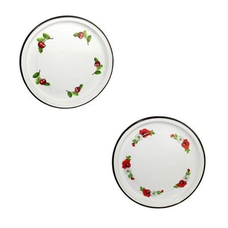 Поднос 36*3см эмаль круглый белый с рис. 43304-102/4 (10)