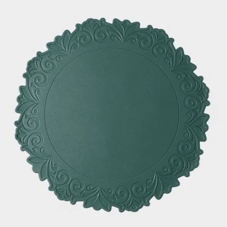 Салфетки сервировочные набор 4шт 37,5см ПВХ экокожа Элоиза зеленый (75)