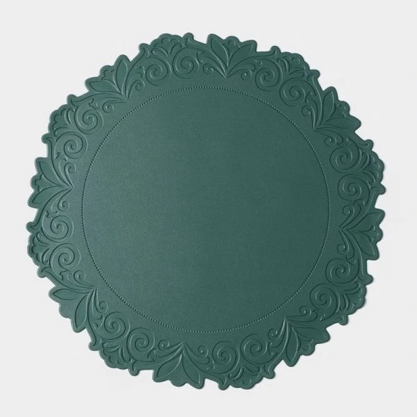 Салфетки сервировочные набор 4шт 37,5см ПВХ экокожа Элоиза зеленый (75)
