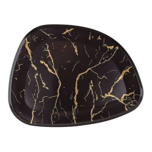 Блюдо 30,5*24*2см фарфор Черный мрамор овальное подар.уп. (12) ВЫВОД