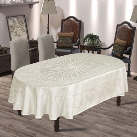 Скатерть 160*220 полиэстер 100% броде жаккард овальная DO&CO GUNES кремовый