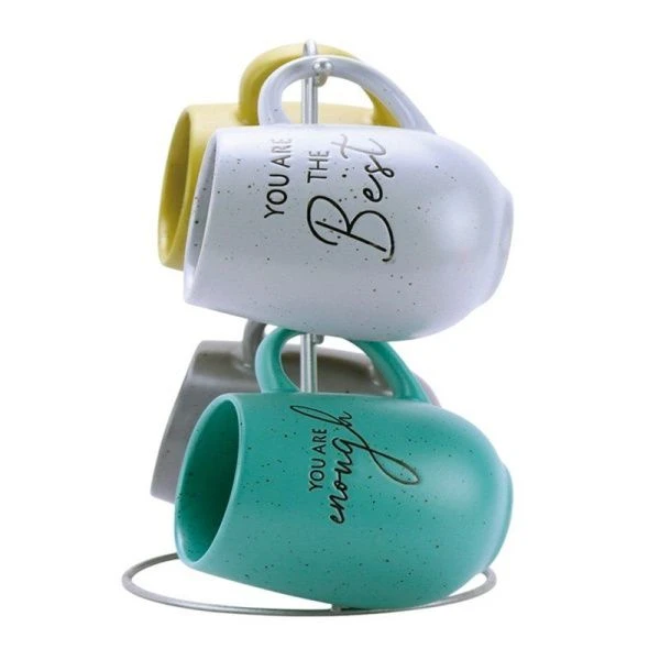 Набор кружек 4пр 380мл керамика на мет.подставке (6)