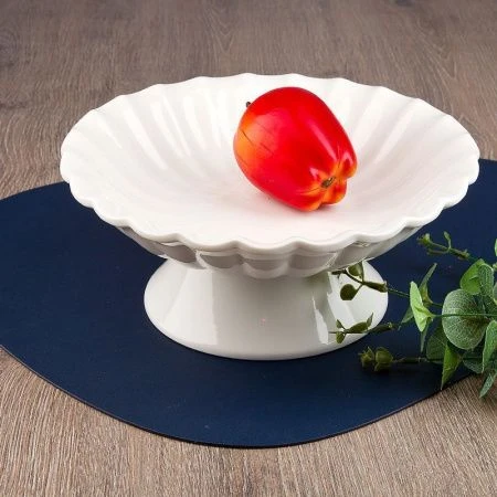 Ваза для фруктов 24*24*10см фарфор МАРШМЕЛЛОУ на ножке подар.уп. (10)