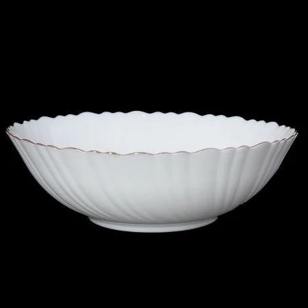 Салатник 17,5см 650мл стеклокерамика белый отводка золотом TW-70XN (6/48)