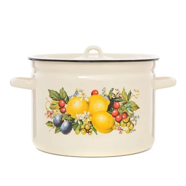 Кастрюля 7л эмаль ИЗОБИЛИЕ цилиндрическая (4)