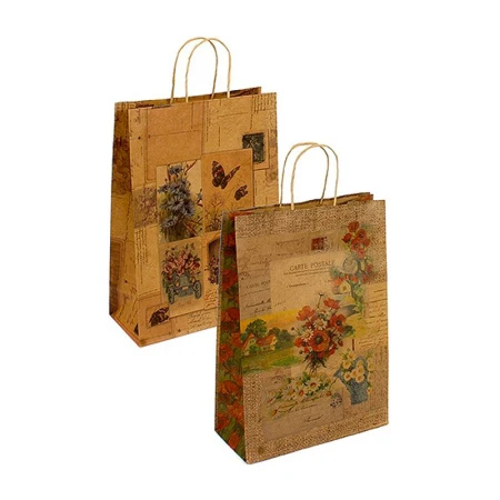 Пакет крафт 26*32*12см Цветочный микс (12/180)