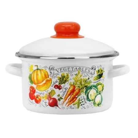 Кастрюля 3л эмаль ГРЯДКА белая с рис. 01-Б1612/4 (4)