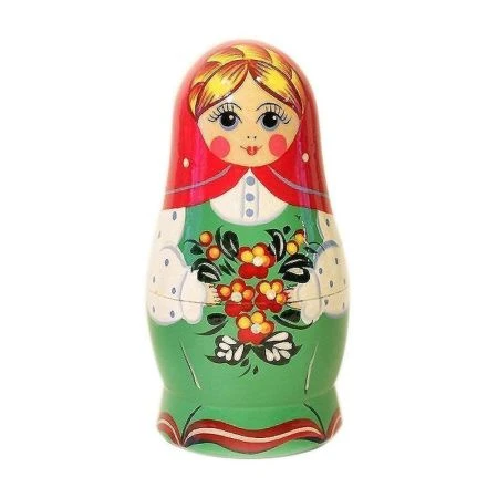 Матрешка 5-ти кукольная дерево Незабудка красный платок h13,5см, d 8-6см (1)