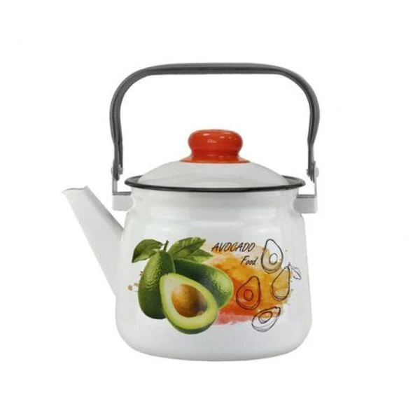 Чайник 2,5л эмаль АВОКАДО белый с рис. 01-2711/4 (4)