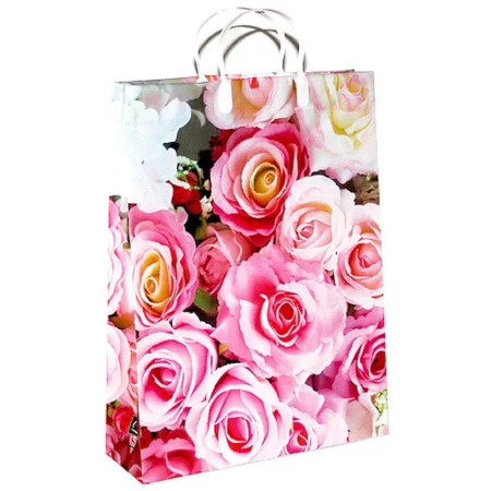 Пакет с пластиковой ручкой 32*40*10см Розовые оттенки 03-143 (20/200)