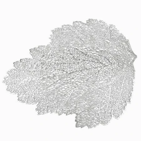 Салфетка сервировочная 46*36см ПВХ Серебряный листок (180)