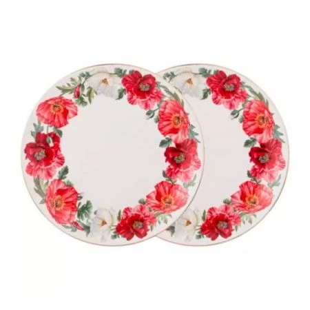 Тарелки мелкие набор 2шт 25,5см фарфор МАКИ обеденные (18)