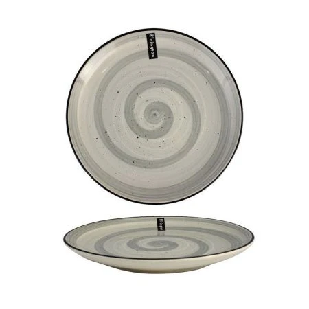 Тарелка мелкая 19см керамика Аэрография ГРАФИТОВЫЙ БРИЗ десертная (6/48)