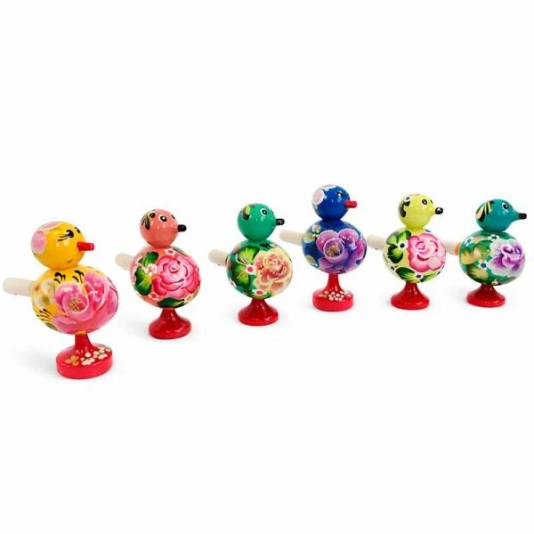 Свисток дерево Птичка с хохломской росписью (1)