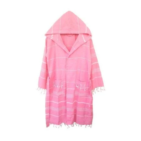 Халат пештемаль 100% хлопок с капюшоном SULTAN XL розовый