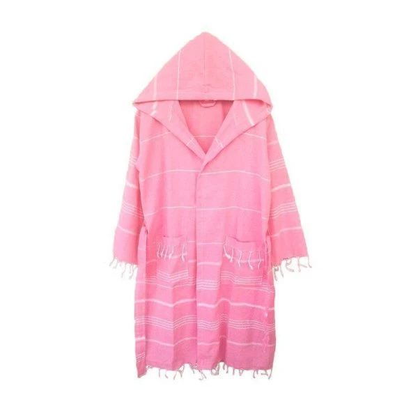 Халат пештемаль 100% хлопок с капюшоном SULTAN M розовый