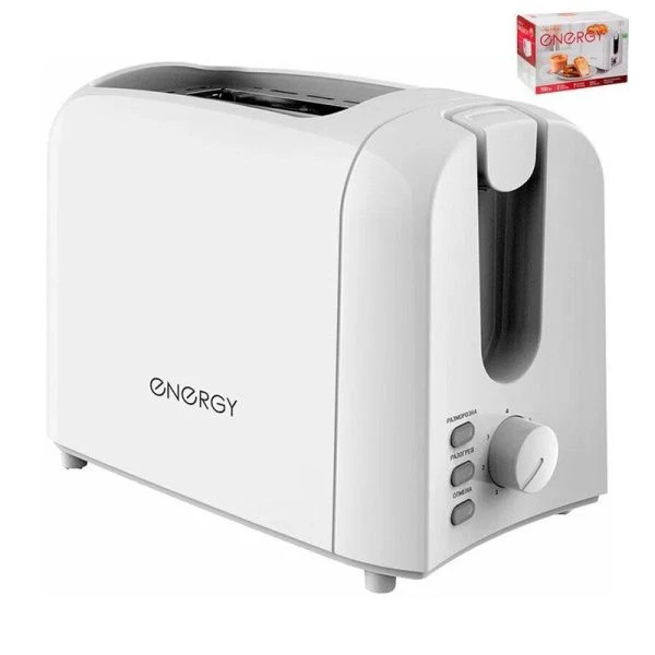 Тостер Energy EN-261, 6 степеней прожарки, поддон для крошек, 700 Вт, белый