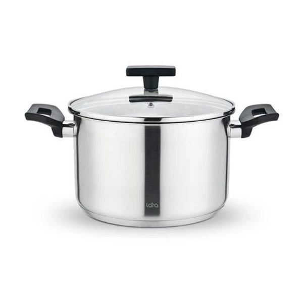 Кастрюля 3,9л нерж.сталь ВЕСТА стекл.крышка 20см h12,5см индукц.капс.дно LR02-248 (4)