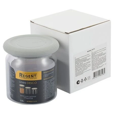 Банка для сыпучих продуктов 400мл стекло Desco с силикон.крышкой 74-713 (24)