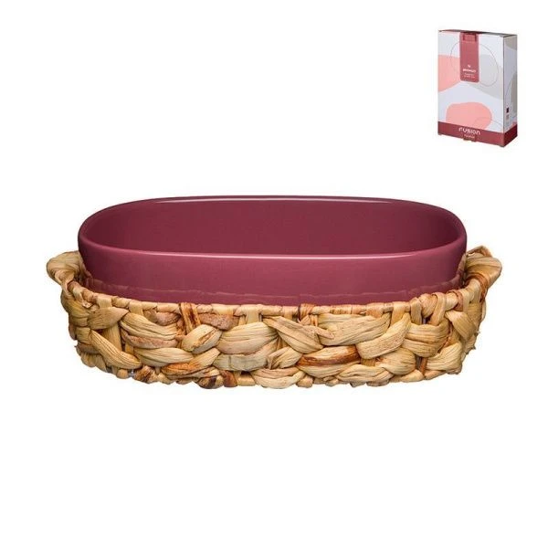 Блюдо для запекания 1,2л фарфор Fusion брусника в корзинке 32,5*20,5*6,5см (12)