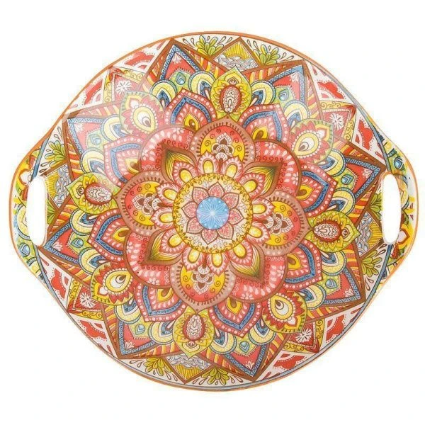 Блюдо 23,5*20*4,5см фарфор Arabesque оранжевый с ручками (36)