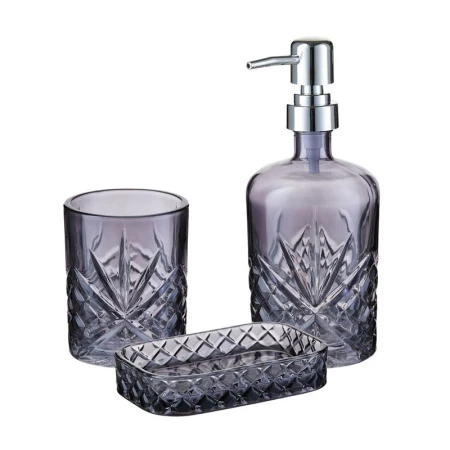 Набор для ванной комнаты стекло 3пр Кристалл серый (6)