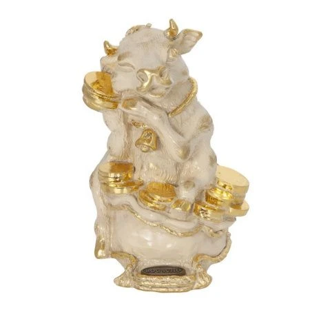 Фигурка Денежный Бычок - 2021 мрамор айвори 12,5см