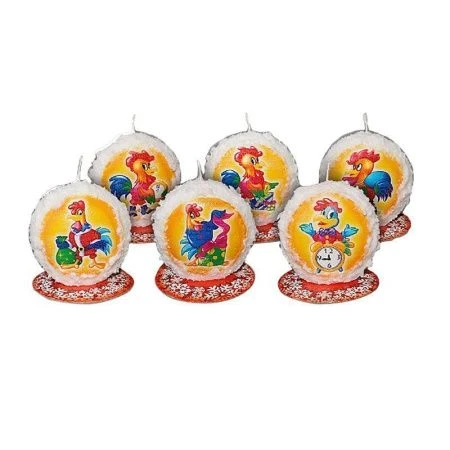 Свеча заснеженная парафинПетушки МИКС (6)