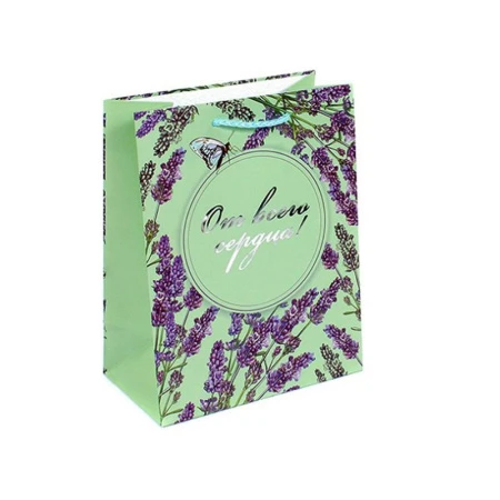 Пакет бумажный 18*23*10см вертикальный Лаванда 12/1013 (12/144)