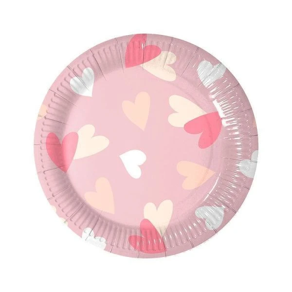Тарелка бумажная набор 6шт 23см СЕРДЦА (55)