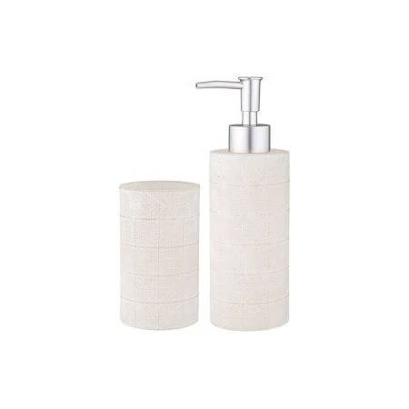 Набор для ванной комнаты полирезин 2пр (дозатор, подставка для зубн.щеток) (8)