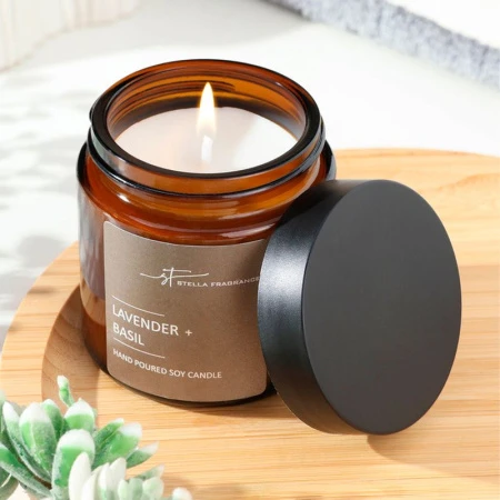 Свеча ароматизированная в банке 90гр Lavender & Basil SF0423 (12)