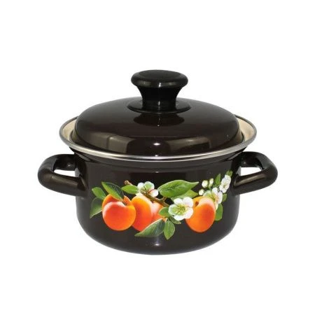 Кастрюля 1л эмаль коричневая с рис. цилиндрическая об. 42304-072/6 (12)