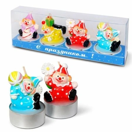 Набор свечей парафин КЛОУНЫ (7)