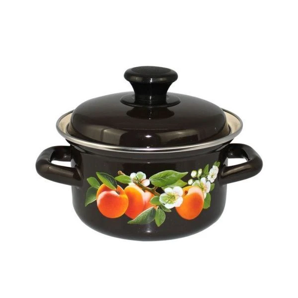 Кастрюля 1л эмаль коричневая с рис. цилиндрическая об. 42304-072/6 (12)