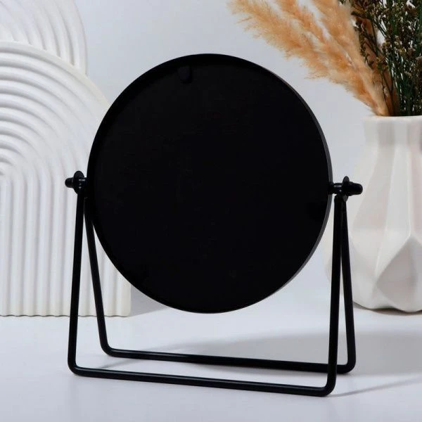 Зеркало настольное БОГЕМА круглое 20,3*20,5*5,7см d14,5см металл чёрное (36)