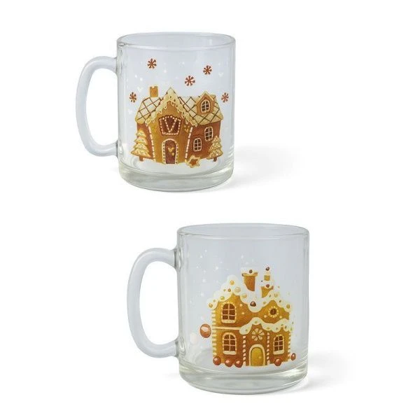 Кружка 320мл стекло Чайная ПРЯНИЧНЫЙ ДОМИК (24)