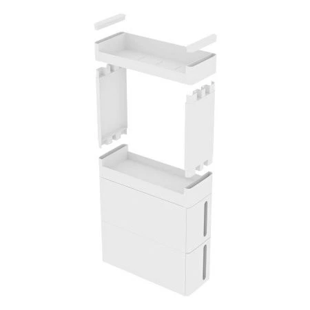 Стойка на колесах узкая 2ящика + 2секции 45*17*84,5см пластик АЛЬБА Белый (1)