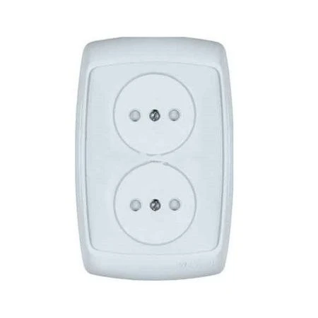 Розетка 2-местная с заземлением пластик 16А РОНДО (скр.уст) со шт.орками белая RS16-226-BI (48)