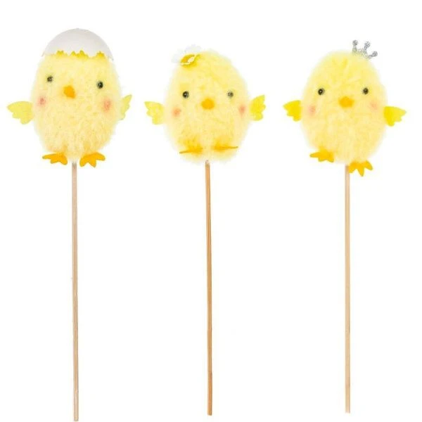 Стикер пасхальный Цыпленок текстиль 7*6*25см, 3 вида (12/720)