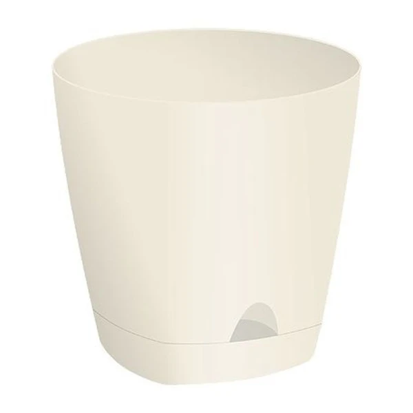 Горшок для цветов 8л 25см пластик Amsterdam сливочный с прикорневым поливом (6)