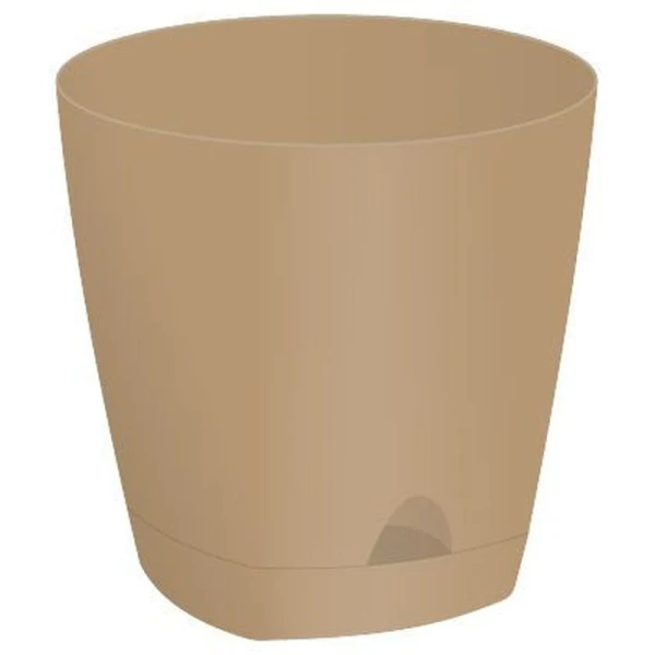 Горшок для цветов 2,5л 170мм пластик Amsterdam с прикорневым поливом молочный шоколад (12)