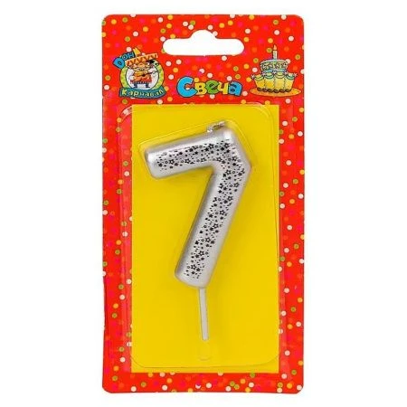 Свеча для торта Звёздочки серебряная Цифра 7