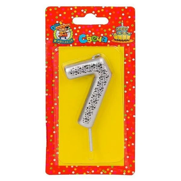 Свеча для торта Звёздочки серебряная Цифра 7