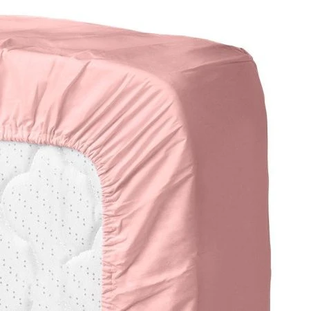 Простыня на резинке 90*200 сатин пудровый