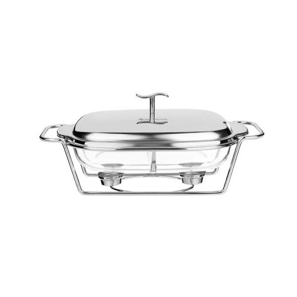 Мармит 2,45л стекло на мет.подставке 2 отсека Silver (6)