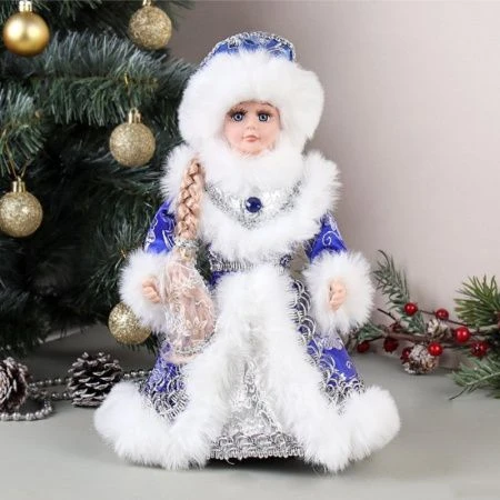 Фигурка новогодняя музыкальная Снегурочка 30см + бантик 21B11-12 (36)