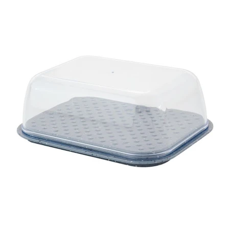 Масленка двухсторонняя 14,5*11*5,4см пластик Stone темный камень (12)