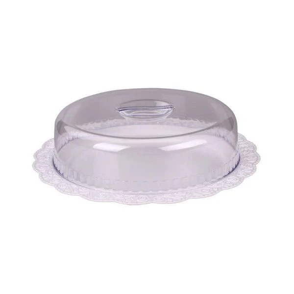 Блюдо 36*10см пластик НЕЖНОСТЬ круглое с крышкой (4)