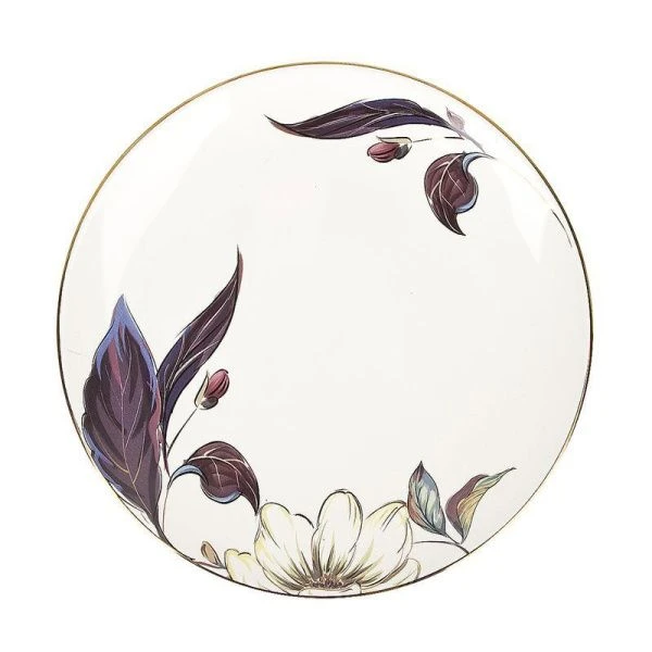 Тарелка мелкая 25*25*2,5см фарфор отводка золотом ОЛЕАНДР (18)